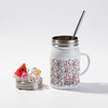 Hrnek Mason Jar 500 ml s brčkem a uchem pro sublimaci - bílý, umělý led a meloun