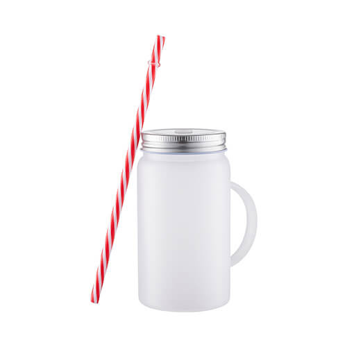 Hrnek Mason Jar 500 ml s brčkem pro sublimaci - matné sklo