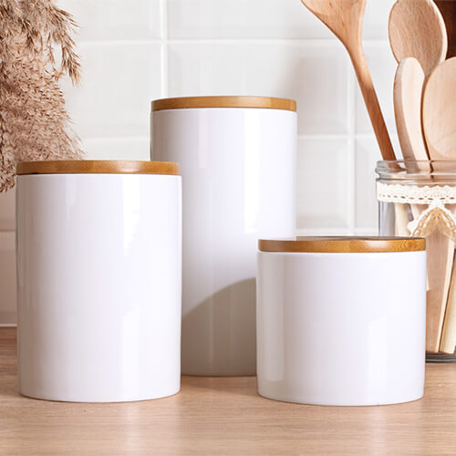 Keramická nádoba 480 ml s dřevěným víkem pro sublimaci