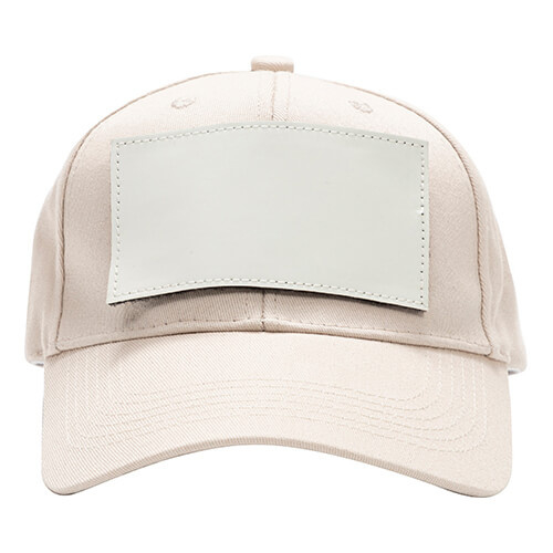 Bavlněná baseballová čepice s obdélníkovou nášivkou na suchý zip pro sublimaci - khaki barva