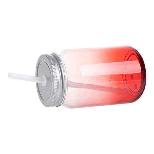 Skleněný hrnek Mason Jar 450 ml bez ucha pro sublimaci - červený gradient
