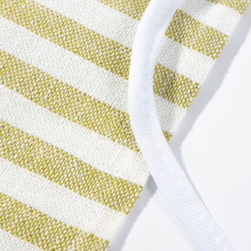 Lněný materiál pro sublimaci - krémový se světle zelenými pruhy