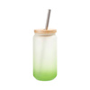 550ml matná sklenice s brčkem a bambusovým víčkem pro sublimaci - zelený gradient