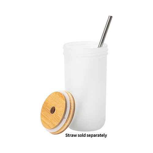 Skleněný hrnek Mason Jar 650 ml s bambusovým uzávěrem pro sublimaci