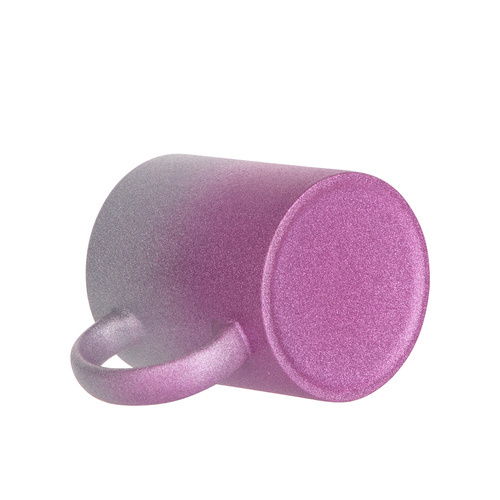 Sada 6 keramických 330 ml hrnků s třpytkami pro potisk - stříbrná a růžová