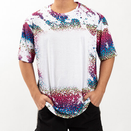 Tričko Cotton-Like Bělený Leopard Wild Purple pro sublimaci