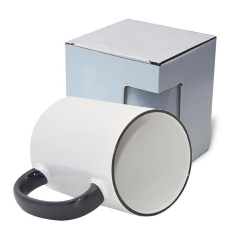 Hrnek 450ml s černým lemem a uchem + krabička KAR5 (sublimace termotransfer)