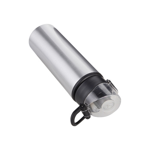 Kovová láhev 750 ml pro sublimaci stříbrná s černým uzávěrem