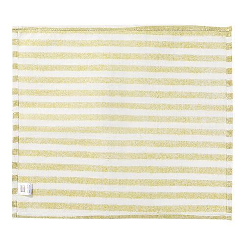 Lněná podložka na stůl 45 x 40 cm krémová se světle zelenými pruhy pro sublimaci