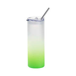 750 ml matný hrnek s plastovým víčkem a brčkem pro sublimaci - zelený gradient