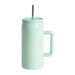 Nerezový cestovní hrnek 1200 ml s uchem a brčkem, s vodotěsným víčkem - máta