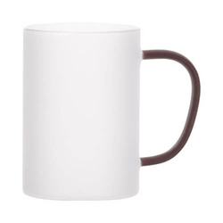 Hrnek 360 ml matné sklo s hnědým uchem pro sublimaci
