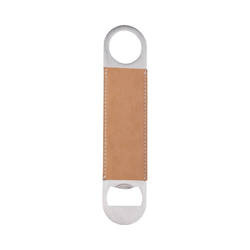 Otvírák na lahve 4 x 17,7 cm z oceli a kůže pro sublimaci - hnědý