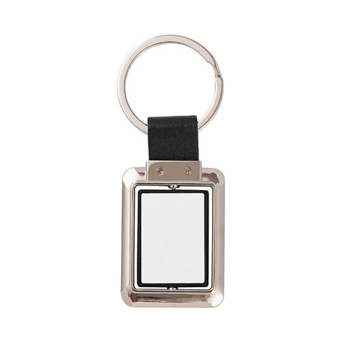 Otočný kroužek na klíče pro sublimaci - obdélník na černém pásku