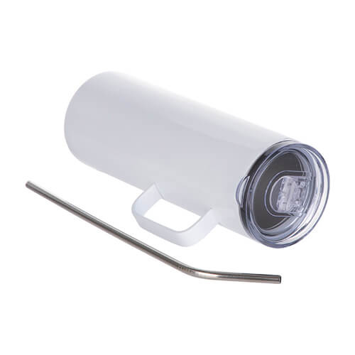 600 ml hrnek s uchem a brčkem pro sublimaci - bílý