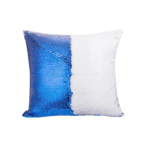 Povlak na polštář 40 x 40 cm s dvoubarevnými flitry pro sublimaci - modrý