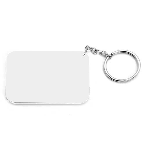 Plastový obdélníkový přívěsek na klíče 66 x 47 mm, bílý, sublimační, termotransferový