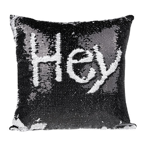 Povlak na polštář 40 x 40 cm s dvoubarevnými flitry pro sublimaci - černý