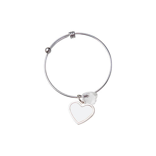 Náramek s kuličkou, křišťálovým srdcem a přívěskem srdce pro sublimaci