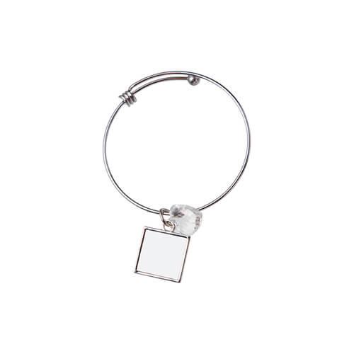 Náramek s kuličkou, křišťálovým srdcem a čtvercovým přívěskem pro sublimaci