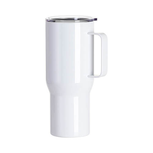 Cestovní, nerezový hrnek 750 ml s uchem pro sublimaci - bílý