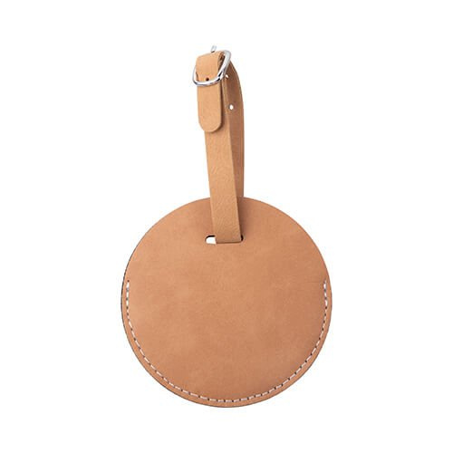 Kožená visačka na zavazadla pro sublimaci - hnědý kruh