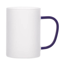 Hrnek 360 ml matné sklo s tmavě modrým uchem pro sublimaci