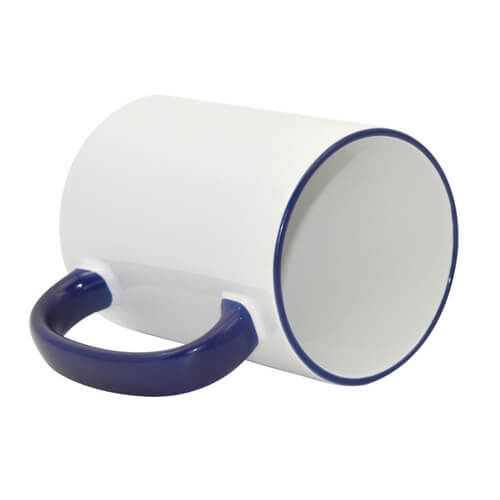 Hrnek 450ml s tmavě modrým lemem a uchem (sublimace termotransfer)