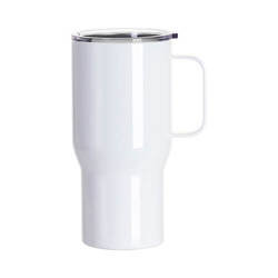 Cestovní, nerezový hrnek 650 ml s uchem pro sublimaci - bílý