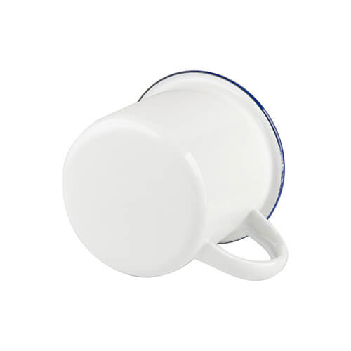 Kovový smaltovaný hrnek 340 ml s tmavě modrým okrajem (sublimace)