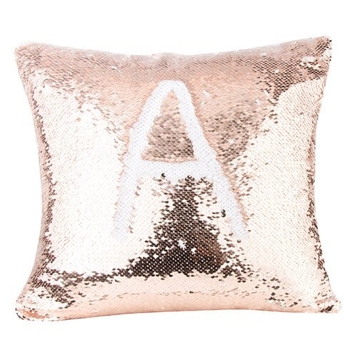 Povlak na polštář 40 x 40 cm s dvoubarevnými flitry pro sublimaci - šampaňské