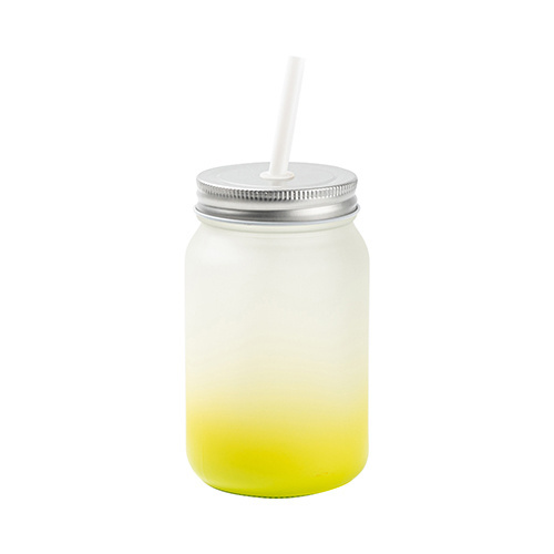 Mason Jar 450ml matný hrnek bez ucha pro sublimaci - limetkově zelený gradient
