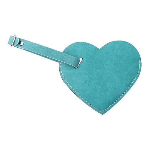 Kožená visačka na zavazadla pro sublimaci - zelené srdce