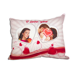Dvoubarevný saténový povlak na polštář 55 x 40 cm pro sublimaci - Dvě srdce