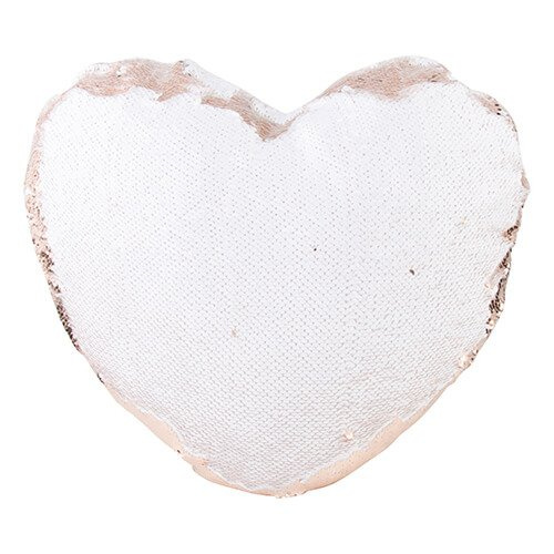 Povlak na polštář ve tvaru srdce 39 x 44 cm s dvoubarevnými flitry pro sublimaci - šampaňské
