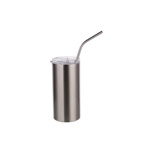 Tumbler 480 ml s brčkem pro sublimaci - stříbrný