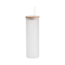600 ml matný hrnek s bambusovým víčkem a brčkem pro sublimaci