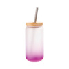 550ml matná sklenice s brčkem a bambusovým víčkem pro sublimaci - fialový gradient